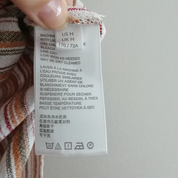 Urban Outfitters Carson Linen Blend Button Front Striped Midi Skirt Medium - Picture 11 of 16